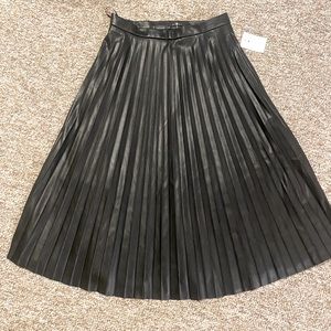 7 for all mankind pleather pleated midi skirt